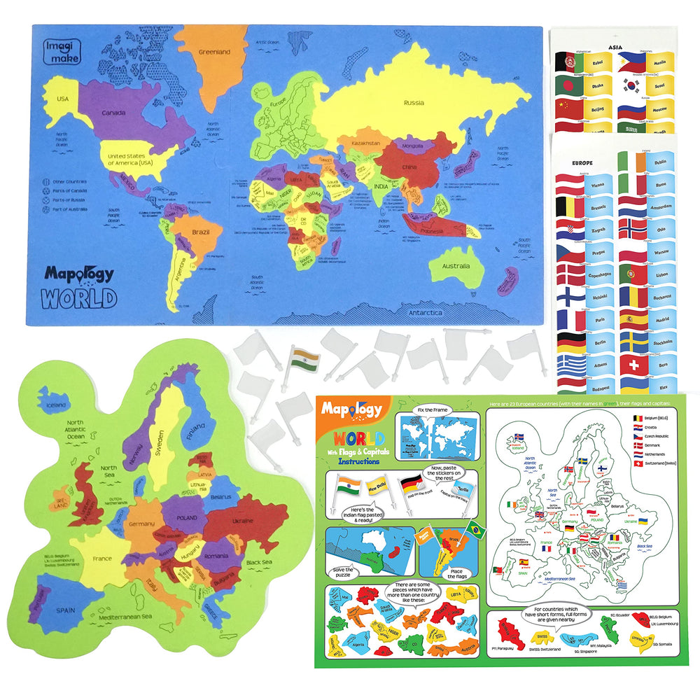 Imagimake Mapology world flags with sixty-five flags to learn national symbols.
