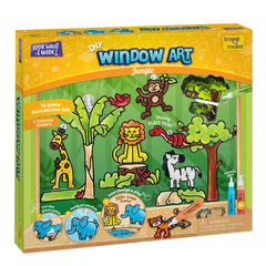 Imagimake Window Art Jungle Suncatcher Kit features jungle suncatchers ready to display with sunlit color.