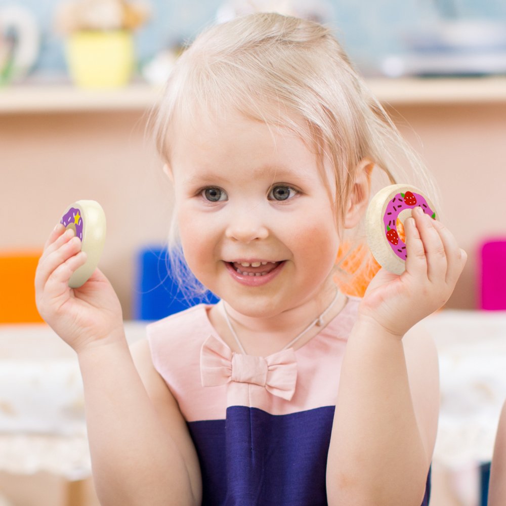 Imagination Generation Strawberry Special donut wood piece inspires colorful pretend dessert roles