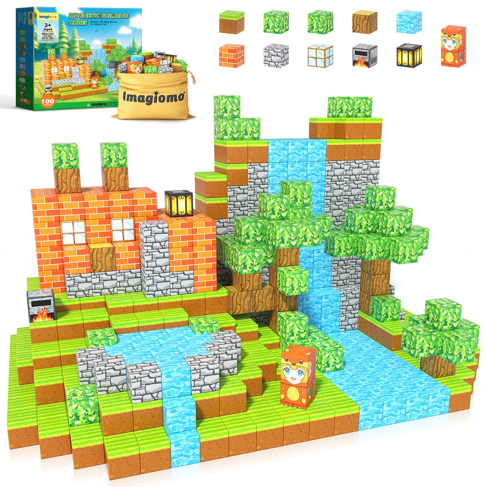 Imagiomo Magnetic Blocks forest fox mine setup boosts imagination and motor skills