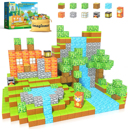 Imagiomo Magnetic Blocks forest fox mine setup boosts imagination and motor skills