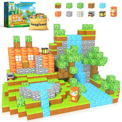Imagiomo Magnetic Blocks forest fox mine setup boosts imagination and motor skills