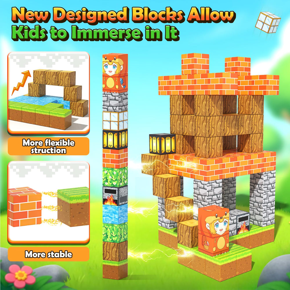 Imagiomo Magnetic Blocks fox den assembly for storytelling adventures