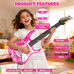 imeshbean pink toy guitar amp setup for loud, fun practice sessions at home