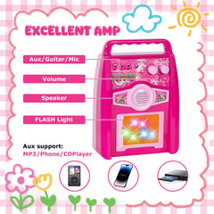 imeshbean pink guitar kit with aux cable enables shared jam sessions