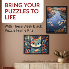 Impresa Puzzle Display Frame Kit puzzle board closeup showing secure backing for easy assembly.