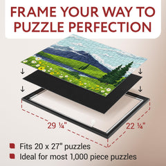 Impresa Puzzle Display Frame Kit two frames on wall demonstrate versatile portrait or landscape hanging.