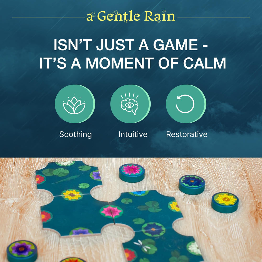 Incredible Dream A Gentle Rain: wooden blossoms bloom over a tranquil lake.