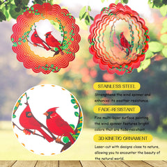 INCROYDAY Cardinal wind spinner garden decor with 360-degree swivel hook for easy hanging