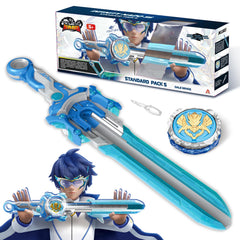 Infinity Nado sword-launcher in action improving hand-eye coordination during dynamic battles.