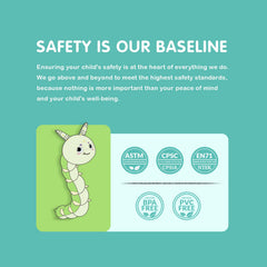 Infinno Caterpillar Green growth ruler helps track tummy-time milestones playfully.