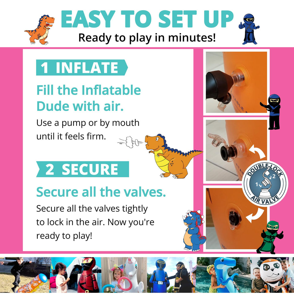 Inflatable Dudes durable construction for indoor or outdoor play