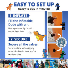 Inflatable Dudes Ninja Toy easy setup in minutes for quick play.