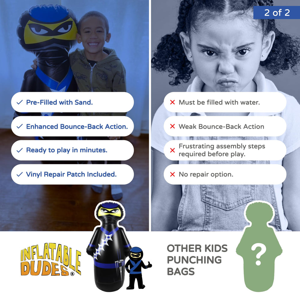 Inflatable Dudes Ninja Toy leak-proof bottom supports steady performance.