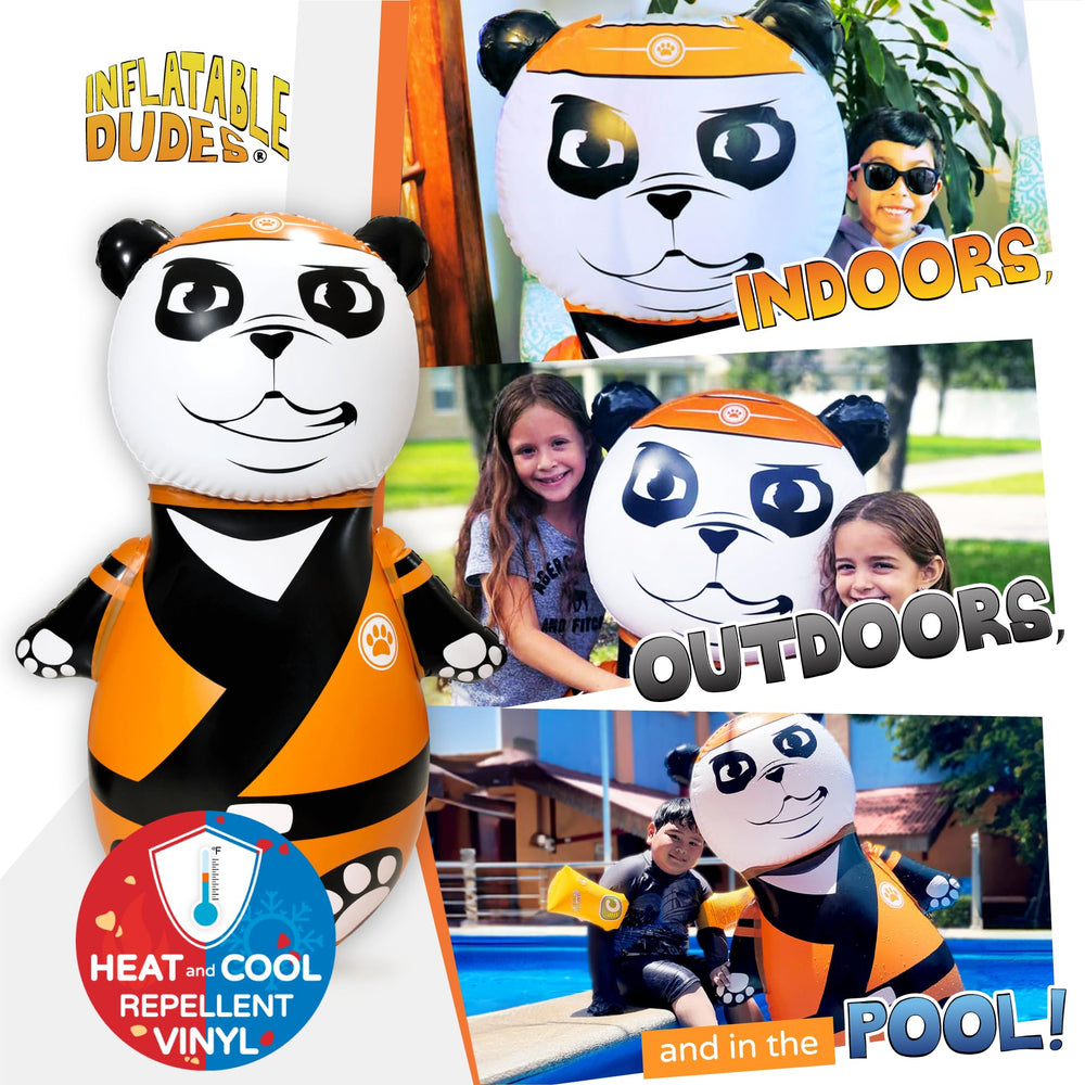 Inflatable Dudes Panda Toy punching bag in action for energetic fun