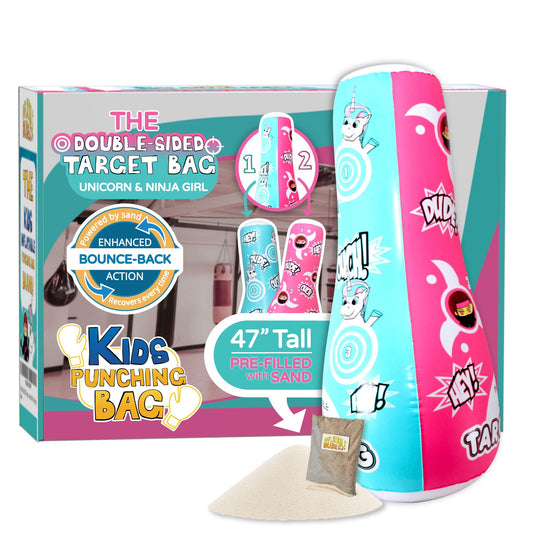 Inflatable Dudes unicorn ninja girl target bag, double-sided 47 inches for active kids