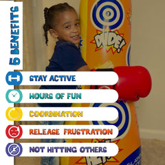 Inflatable Dudes Ninja-Dino 47in packaging-open, ready to set up in minutes.
