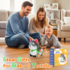 Ingbear puppy crawling activity toy encourages movement and caregiver interaction.