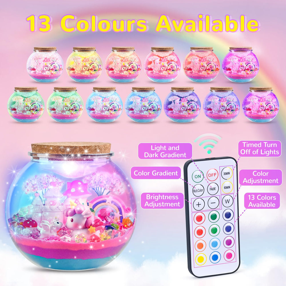 Ingbear Unicorn Terrarium Kit bedroom decor adds whimsy with soft light.
