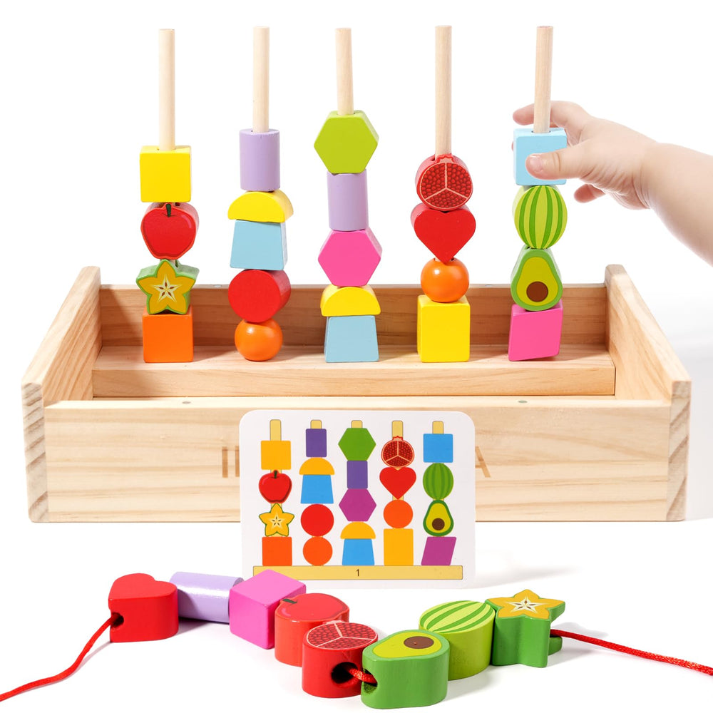 INIFEIDALA pattern cards guide stacking blocks and sequencing for early math and logic