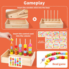INIFEIDALA wooden beads and sticks aid sorting, matching, and creative pattern making