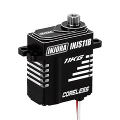 INJORA 11kg coreless servo side-exit angle view for precise crawler control.