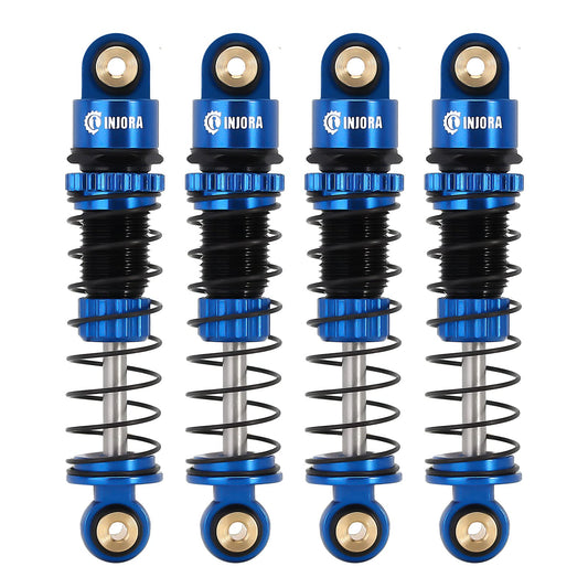 INJORA 39mm shocks with aluminum threaded bodies for easy pre-load adjustment, blue.