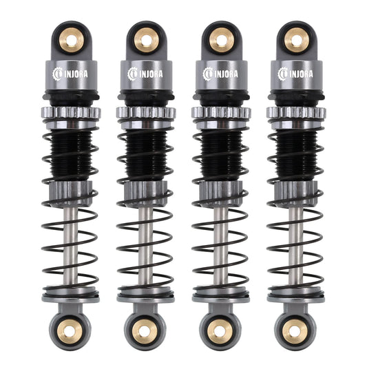 INJORA 39mm shocks with aluminum threaded bodies enabling quick preload adjustments for SCX24.