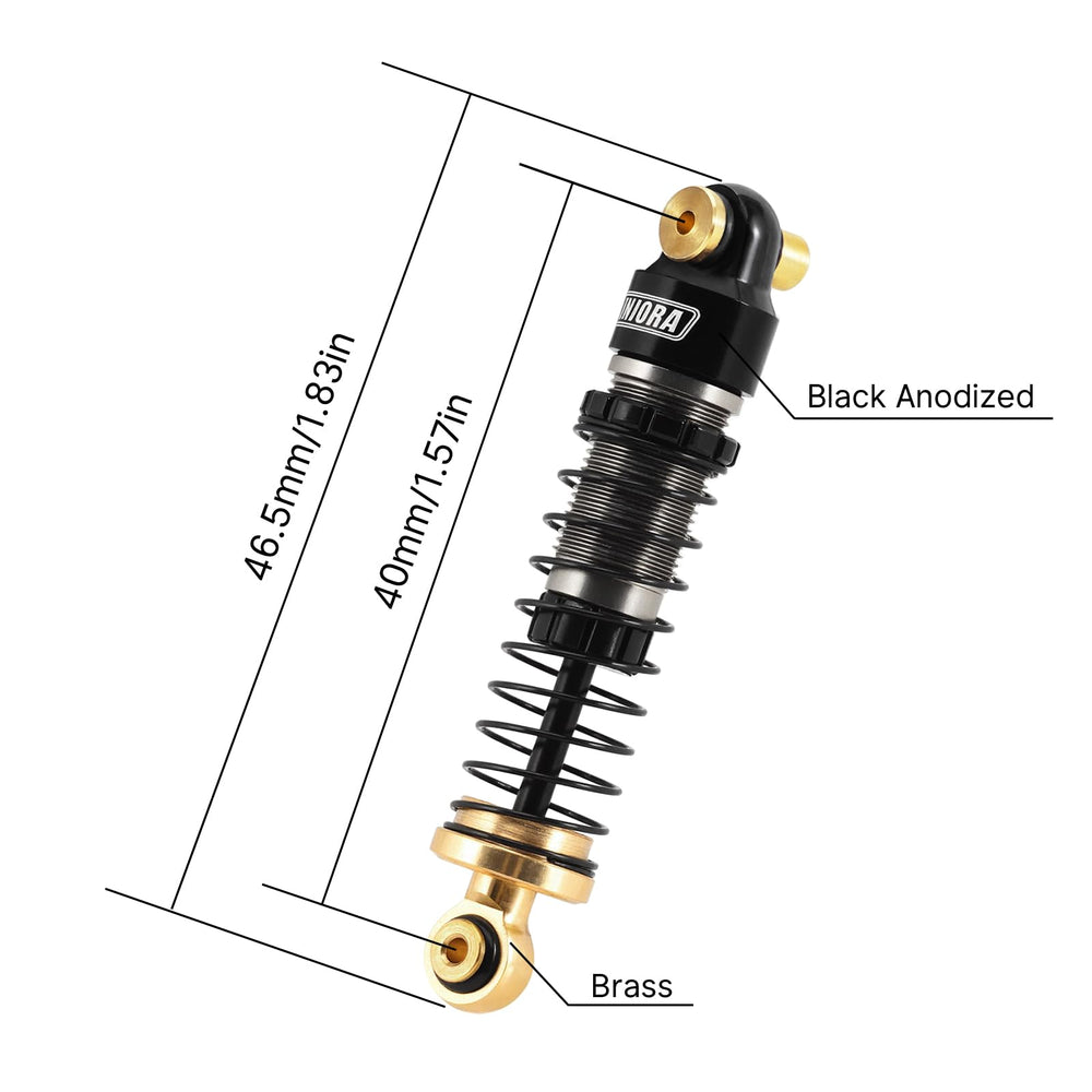 Brass bottom rod end on INJORA shock for added strength