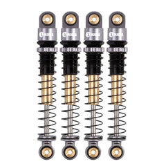 INJORA 43mm aluminum shocks front view for RC crawler with stable damping.