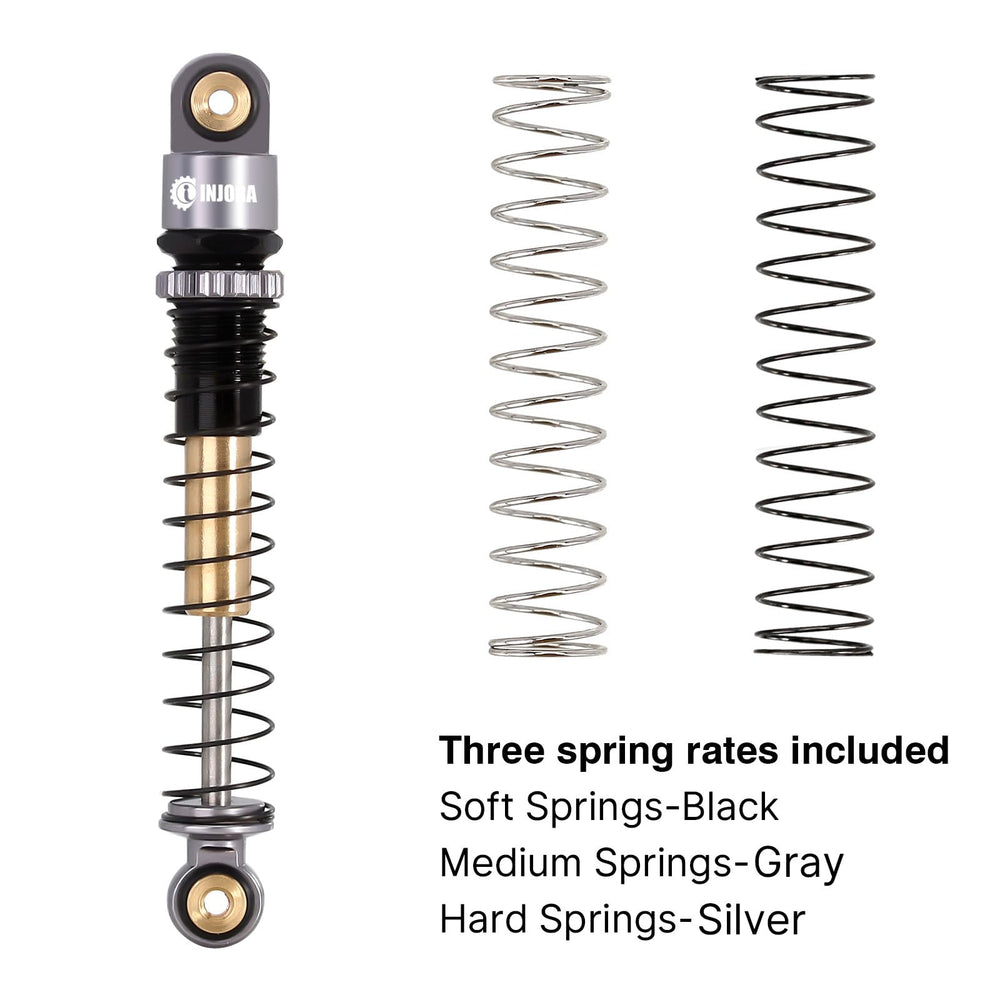 INJORA threaded shock body for quick pre-load adjustments and precise spring tuning.