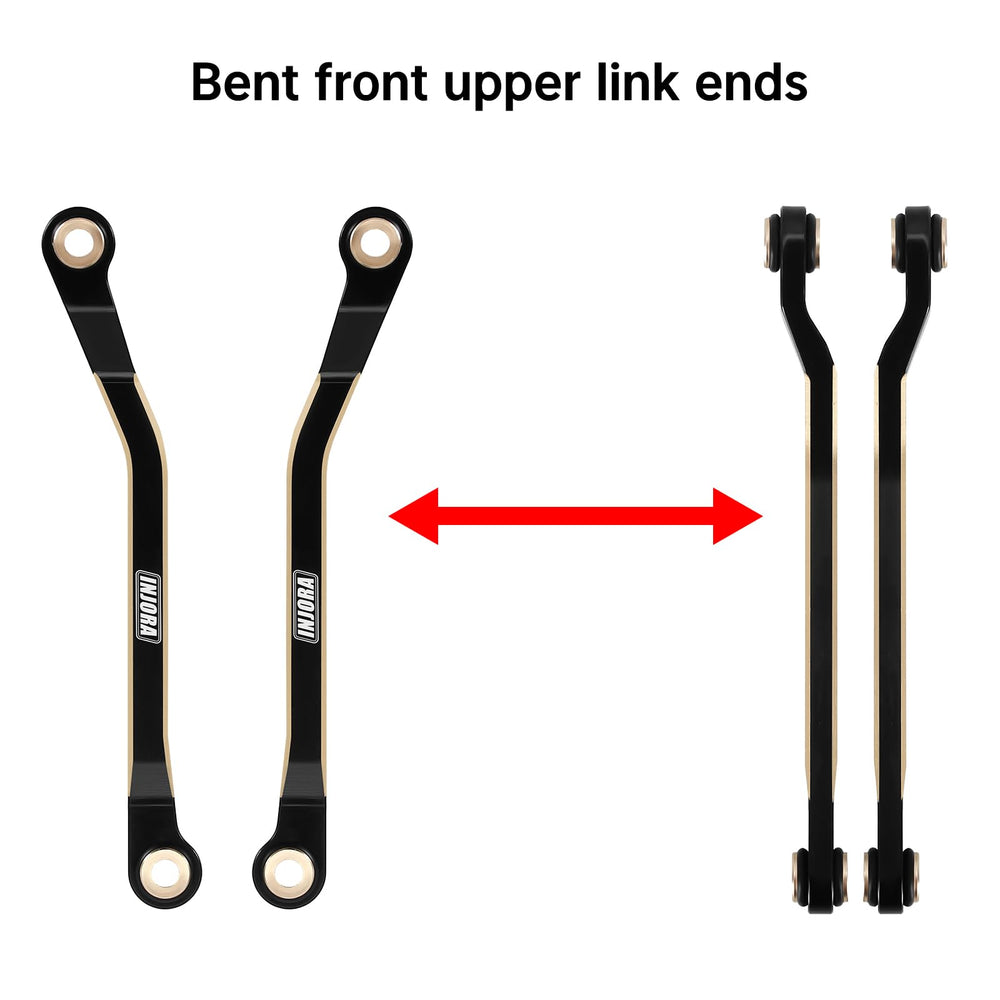 INJORA brass high-clearance link replacement reduces rock snag