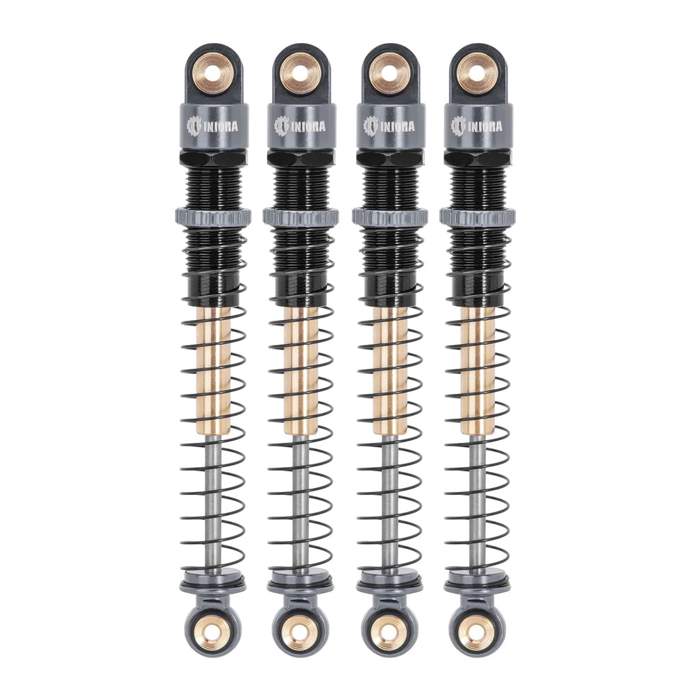 INJORA 51mm long travel shocks with telescopic dampers for AX24/SCX24 upgrades.