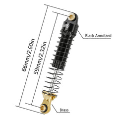 INJORA 59mm shocks assembled set illustrates complete upgrade for 1/18 TRX crawlers.