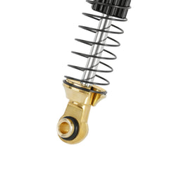 INJORA 59mm shocks telescopic travel highlights maximum suspension travel on rough terrain.