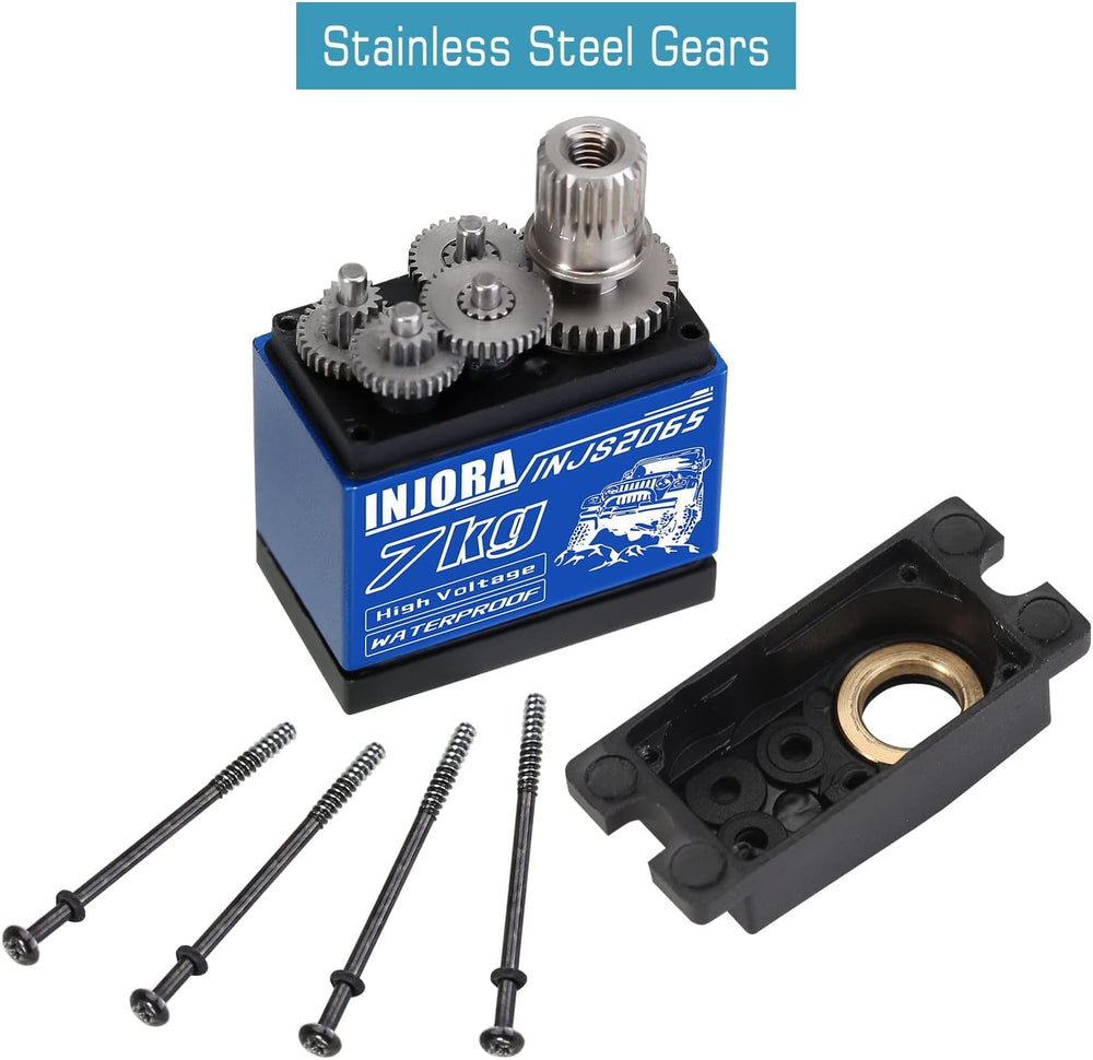 INJORA 7KG servo installation guide image demonstrates a hassle-free upgrade path