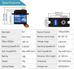 INJORA 7KG servo uses stainless steel gears for durable, quiet operation under rugged use