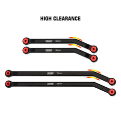 INJORA black anodized aluminum front links improve durability and add stiffness for SCX24.