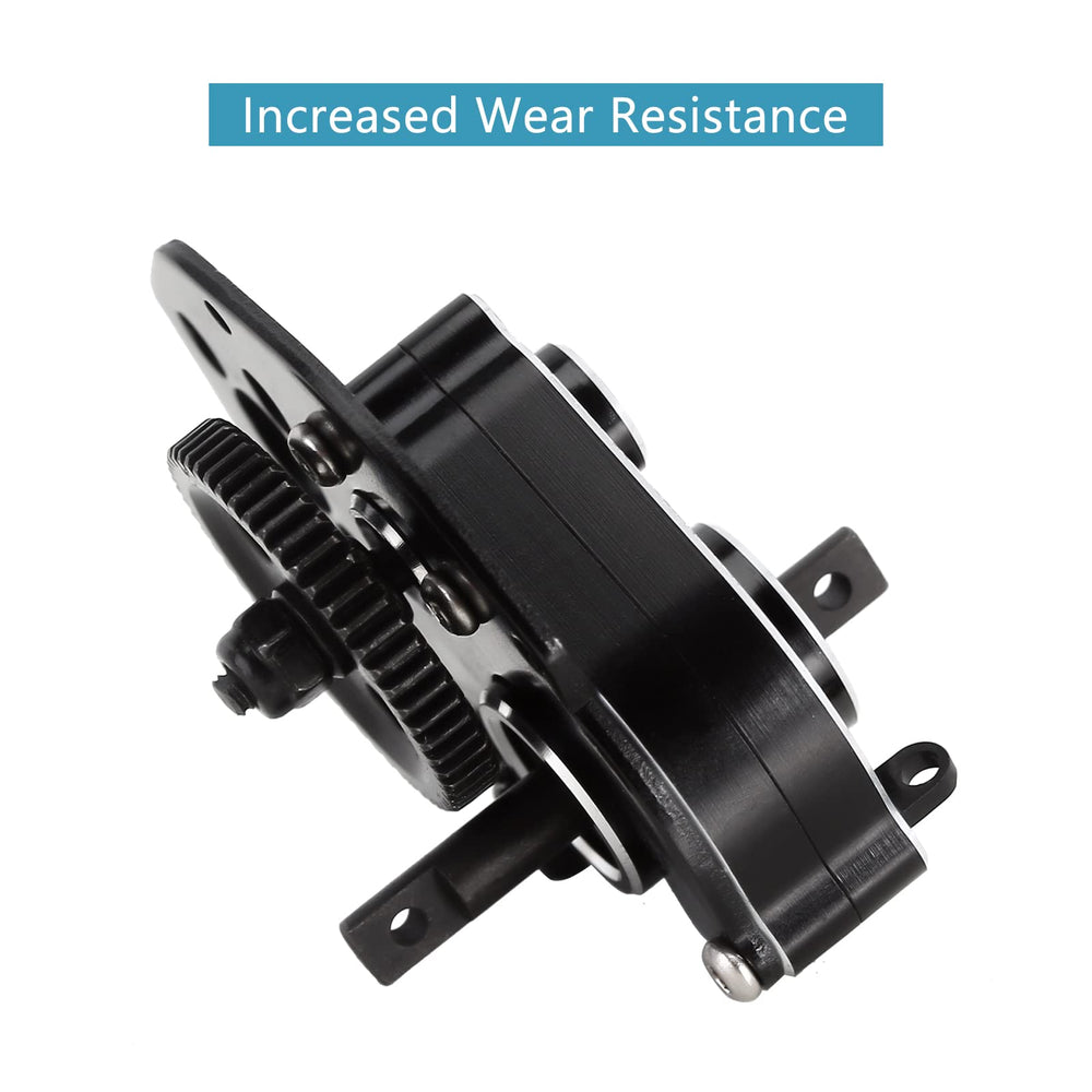 INJORA black anodized gearbox kit showcasing a sleek, durable exterior.