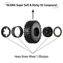 Brass beadlock rims with -3.15mm offset boosting hub spacing
