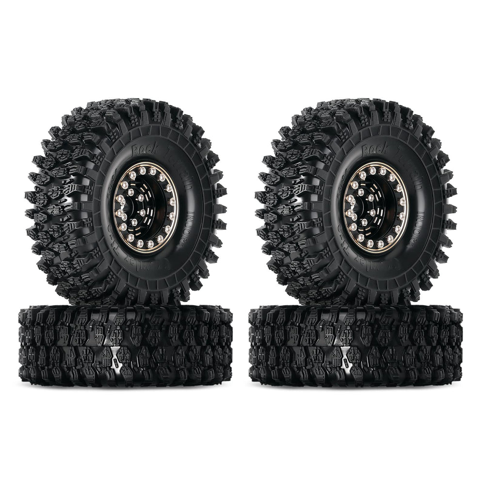 INJORA brass beadlock tires side view for 1/18 crawler with enhanced stability
