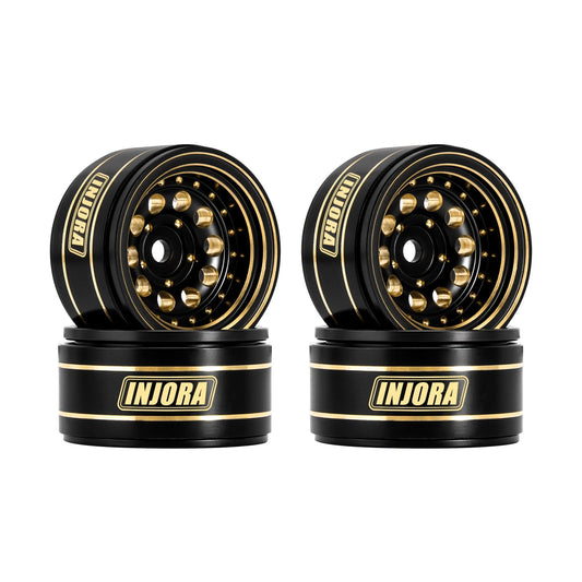 INJORA brass beadlock wheel with black coating for 1/24 scale improves stability.
