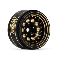 INJORA brass beadlock wheel for Axial SCX24 enhances weight distribution and traction.