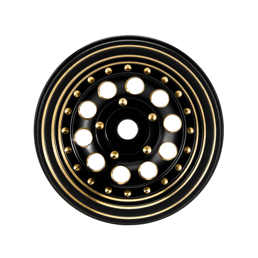 INJORA brass wheel with black coating resists corrosion for longer RC life.