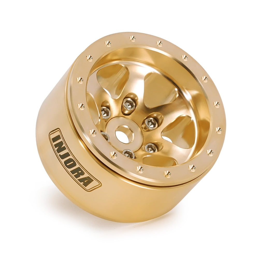 INJORA brass beadlock wheel 7mm hub compatible with common RC hubs.