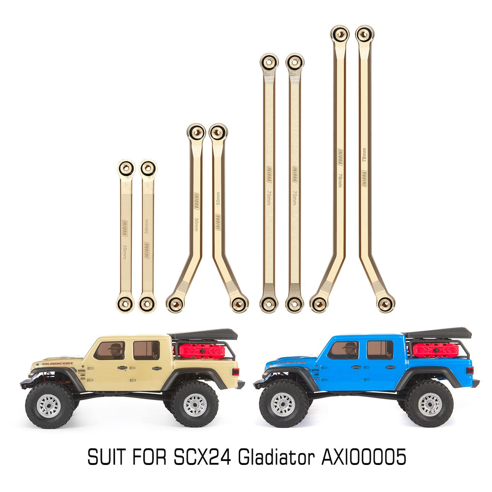 INJORA brass front 4-links set enhances obstacle clearance on rocks