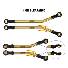 INJORA brass high clearance links TRX4M front view improves articulation and durability