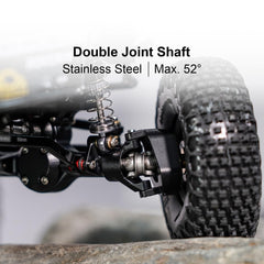 INJORA brass steering knuckles provide added weight for better traction and steering feel.