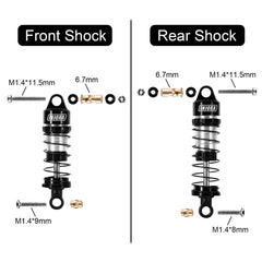 INJORA front shock length 33mm for accurate fit on 1/24 micro models.