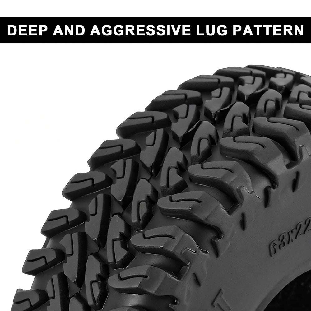 INJORA Maverix MT tire four-pack ready for installation on micro crawlers